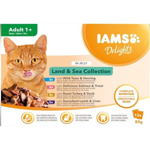 Iams Cat Adult Land & Sea Collection In Jelly 12X8