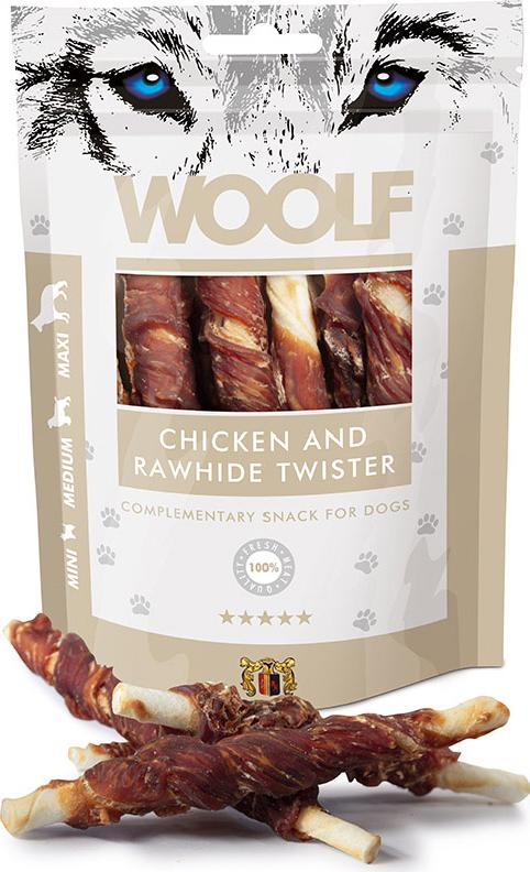 Woolf Chicken And Rawhide Twister 100G